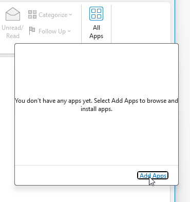 Ícono de Aplicaciones en Outlook Clásico