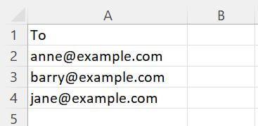 Una hoja de cálculo de Excel simple con una columna Para